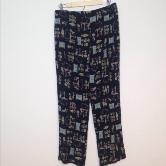 Carole Little Pants - Women's Vintage Carole Little Fun Garden Bistro
